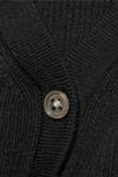 Shop Michael Kors Woman Ribbed Stretch Merino Wool-blend Bodysuit Black