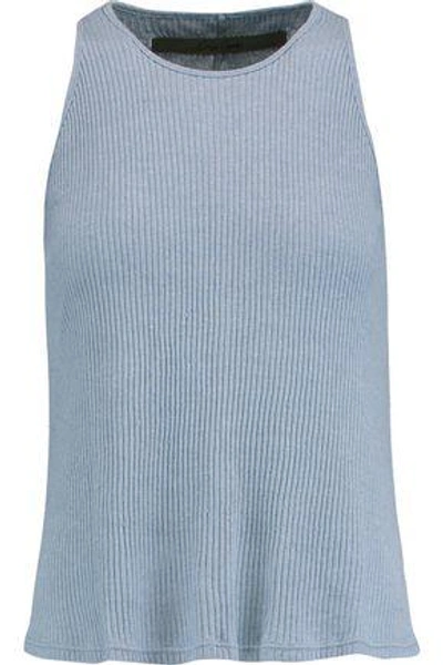 Shop Enza Costa Ribbed-knit Tank In Light Blue