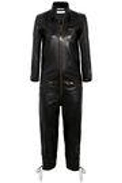 Shop Chloé Woman Leather Jumpsuit Black