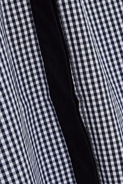 Shop Rebecca Vallance Cold-shoulder Gingham Cotton-poplin Shirt In Black