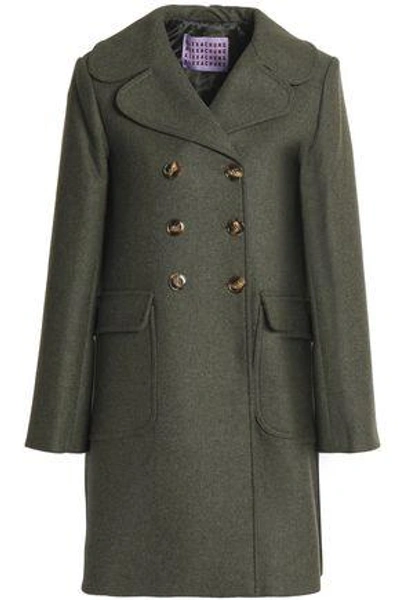 Shop Alexa Chung Woman Double-breasted Wool-blend Coat Army Green
