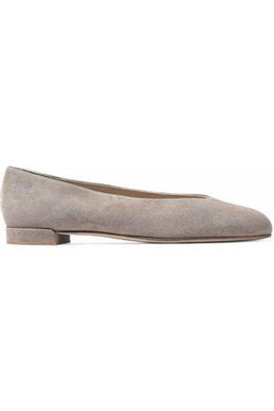 Shop Stuart Weitzman Woman Suede Ballet Flats Mushroom