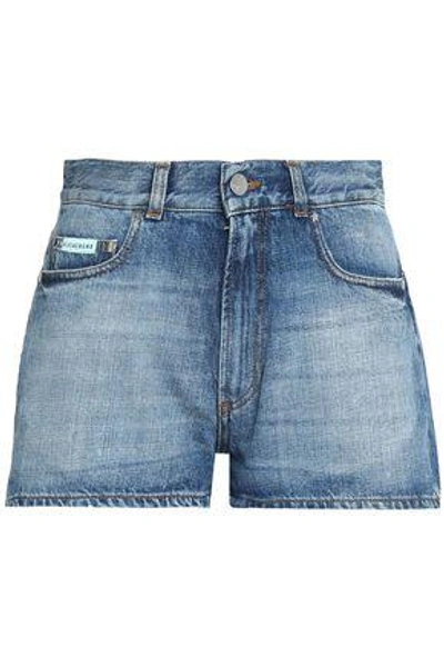 Shop Alexa Chung Alexachung Woman Faded Denim Shorts Mid Denim