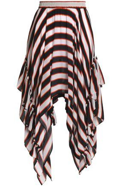 Shop Preen Line Rachel Asymmetric Striped Crepe De Chine Skirt In Multicolor