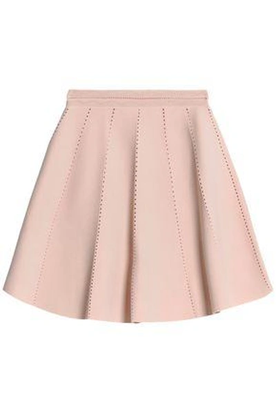 Shop Sandro Woman Pleated Ponte Mini Skirt Baby Pink