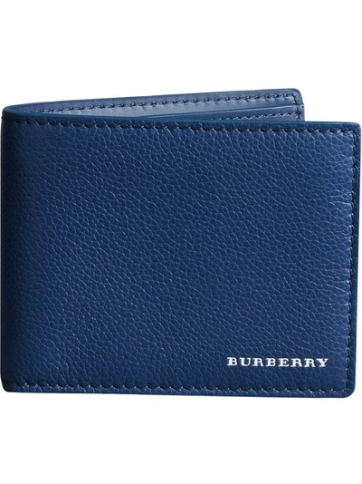 Grainy Leather Bifold Wallet - Blue