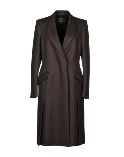 Shop Roberto Cavalli Coats In Dark Brown