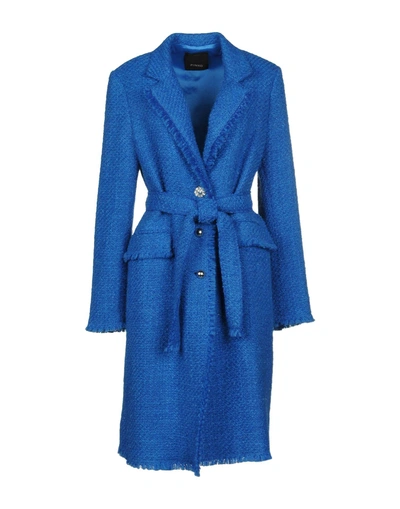 Shop Pinko Woman Coat Blue Size 6 Acrylic, Wool, Polyester, Polyamide