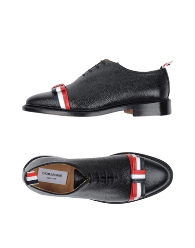 Shop Thom Browne Woman Lace-up Shoes Black Size 6 Soft Leather
