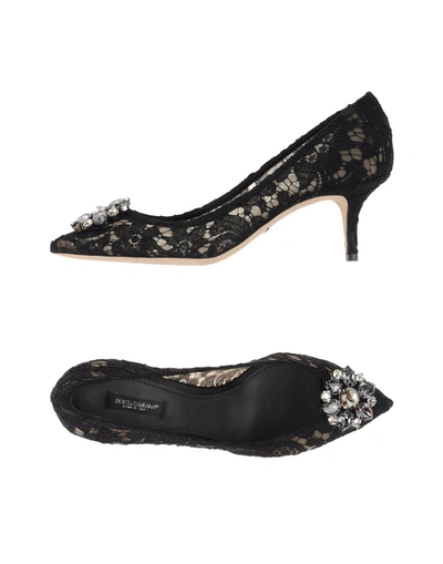 Shop Dolce & Gabbana Woman Pumps Black Size 8 Viscose, Cotton, Silk, Polyamide