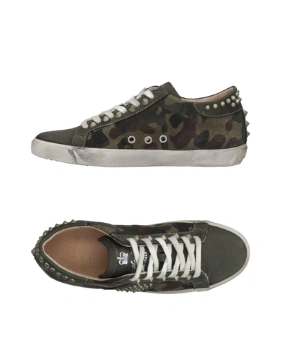 Shop Leather Crown Sneakers In Military Green