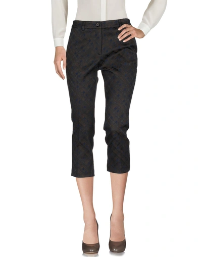 Shop Manila Grace Woman Cropped Pants Dark Brown Size 8 Polyester, Cotton, Polyamide, Elastane