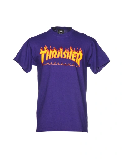 Shop Thrasher T-shirts In Purple