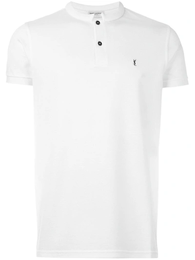 Shop Saint Laurent Mandarin Collar Polo Shirt