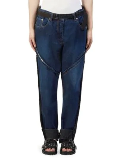 Shop Sacai Two-tone Denim Pants In Blue