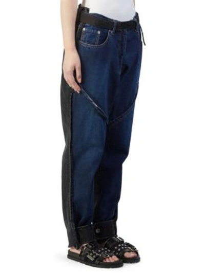 Shop Sacai Two-tone Denim Pants In Blue