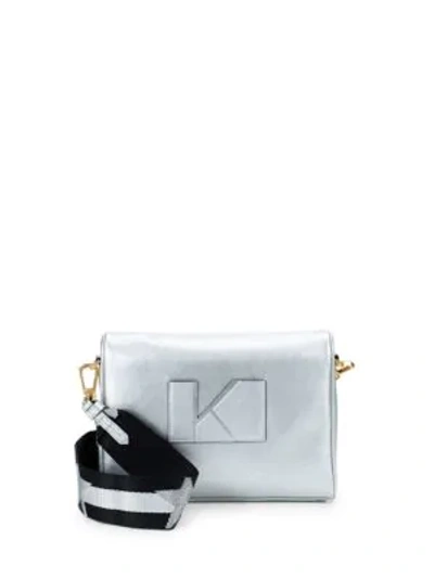 Shop Kendall + Kylie Courtney Leather Crossbody Bag In Silver
