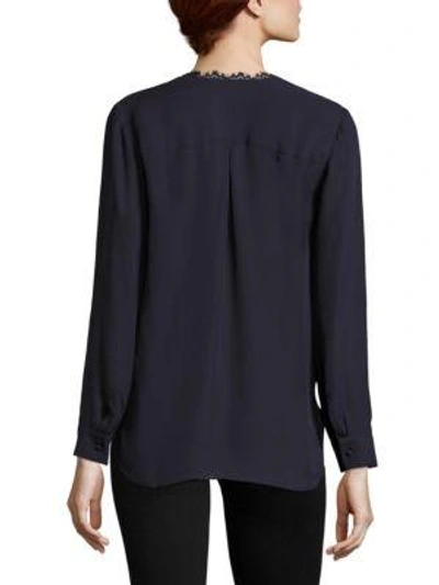Shop L Agence Rosario Lace Trimmed Silk Top In Rhubarb - Black