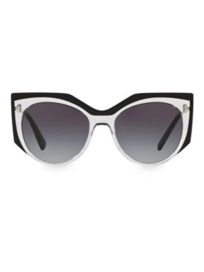 Shop Valentino Grad 53mm Cat-eye Sunglasses In Black