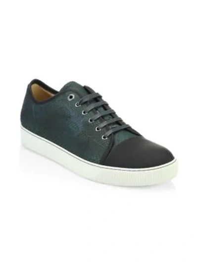 Shop Lanvin Python Sneakers In Dark Green