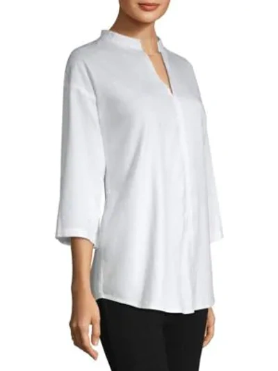Shop Eileen Fisher Stand Collar Shirt In White