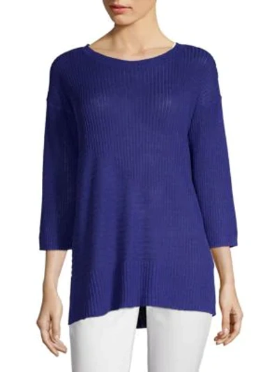Shop Eileen Fisher Organic Ribbed Linen Tunic In Blue Violet