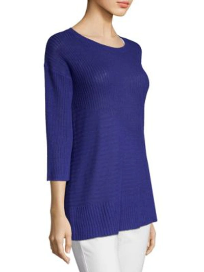 Shop Eileen Fisher Organic Ribbed Linen Tunic In Blue Violet
