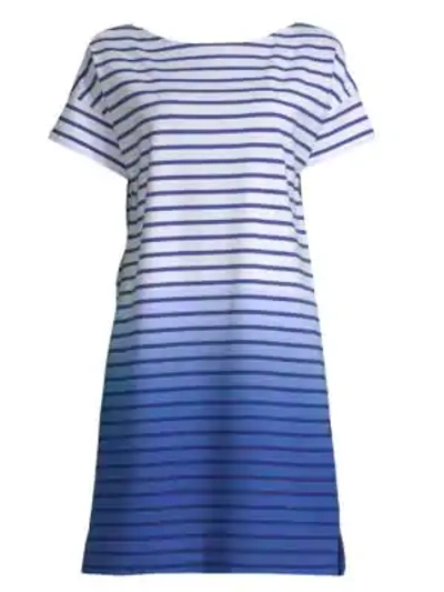 Shop Vineyard Vines Dip-dyed Stripe Cotton T-shirt Dress In White Cap