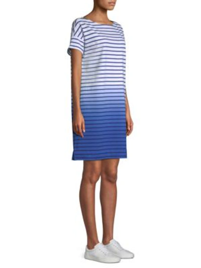 Shop Vineyard Vines Dip-dyed Stripe Cotton T-shirt Dress In White Cap