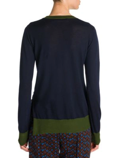 Shop Marni Contrast Cashmere Jumper In Blue