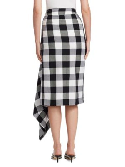Shop Monse Split Gingham Slash Pencil Skirt In Black-white