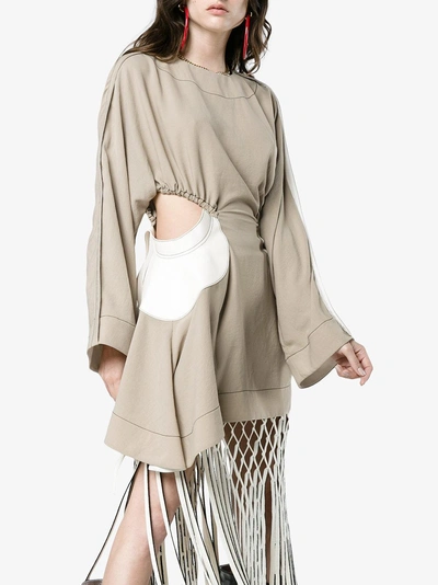 Shop Loewe Cut Out Leather Insert Top In Nude&neutrals