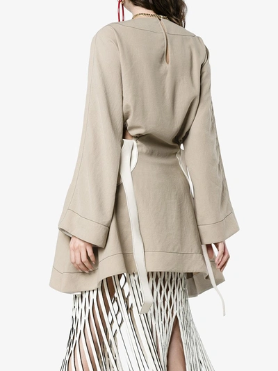 Shop Loewe Cut Out Leather Insert Top In Nude&neutrals