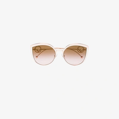 Shop Fendi Eyewear Pink Rose F Is  Metal Cat Eye Sunglasses