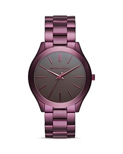 Shop Michael Kors Slim Runway Bracelet Watch, 42mm In Black/purple