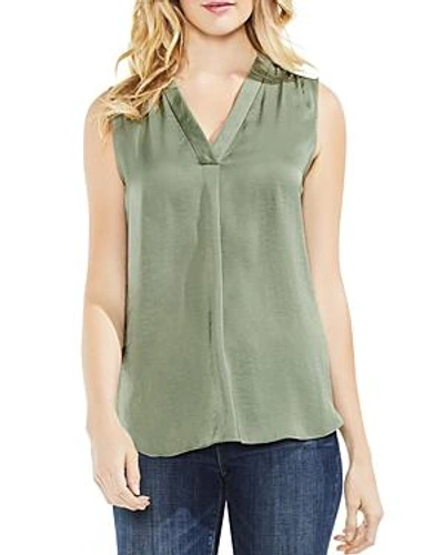 Shop Vince Camuto Textured V-neck Top In Camo Green