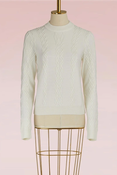 Shop Carven Cable-knit Sweater In Blanc Casse