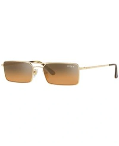 Shop Vogue Eyewear Sunglasses, Vo4106s 55 In Pale Gold/orange Mirror Silver Gradient