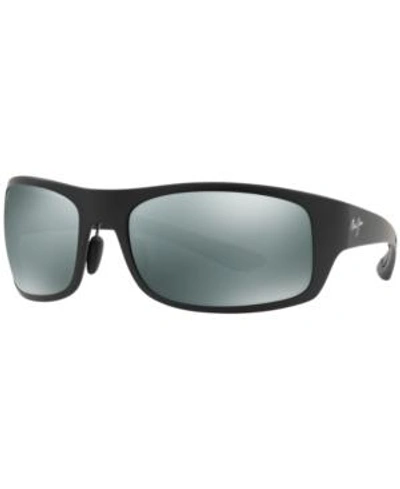 Shop Maui Jim Polarized Sunglasses, 440 Big Wave 67 In Black Matte/grey Polar