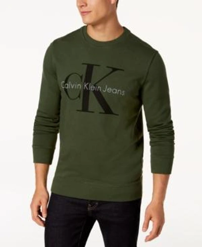 Shop Calvin Klein Jeans Est.1978 Men's Logo Sweatshirt In Greener Pasture