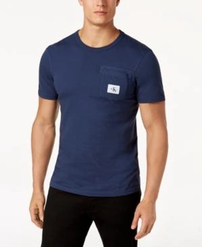 Shop Calvin Klein Jeans Est.1978 Men's Logo Chest Pocket T-shirt In Mood Indigo