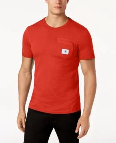 Shop Calvin Klein Jeans Est.1978 Men's Logo Chest Pocket T-shirt In Wild Orange