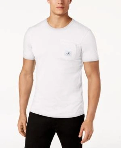 Shop Calvin Klein Jeans Est.1978 Men's Logo Chest Pocket T-shirt In Standard White
