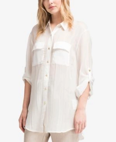 Shop Dkny Sheer Utility Shirt, Created For Macy's In Ivory