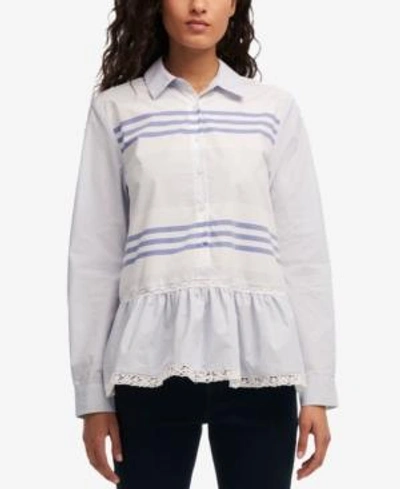 Shop Dkny Ruffled Shirt, Created For Macy's In Med Blue