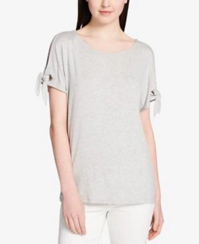 Shop Calvin Klein Tie-sleeve Top In Heather Dove