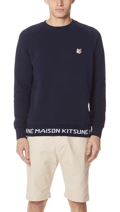 Shop Maison Kitsuné Fox Patch Sweatshirt In Navy