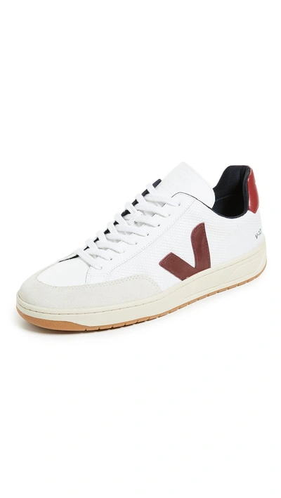Shop Veja V 12 B Mesh Sneakers In White/marsala