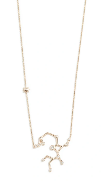 14k Gold Sagittarius Necklace with White Diamonds