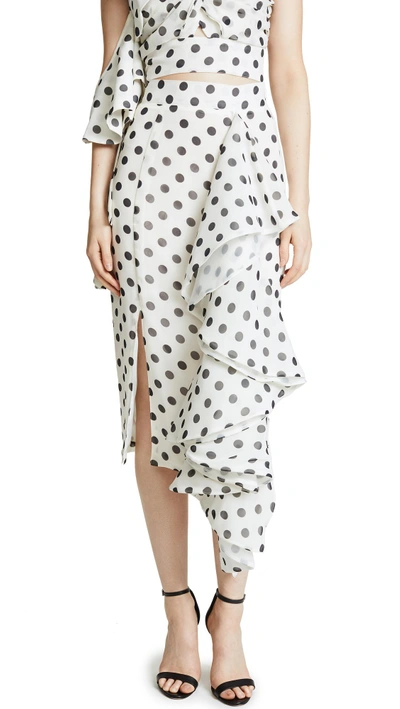 Shop Stylekeepers Chiffon Love Affair Skirt In White With Black Dots